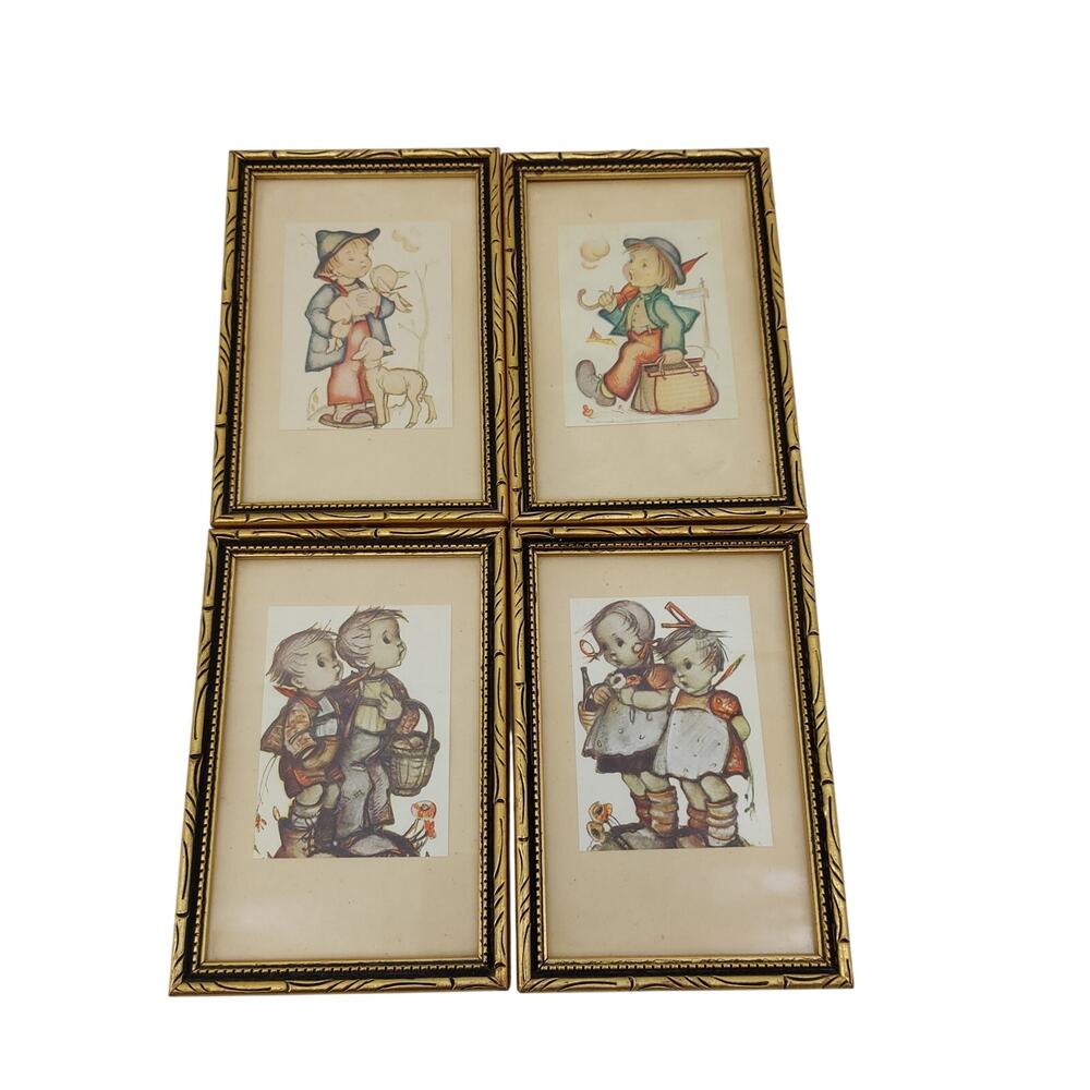 Vtg 4 Hummel Germany Mini Art Frames 5.25 x 3.5 Pictures